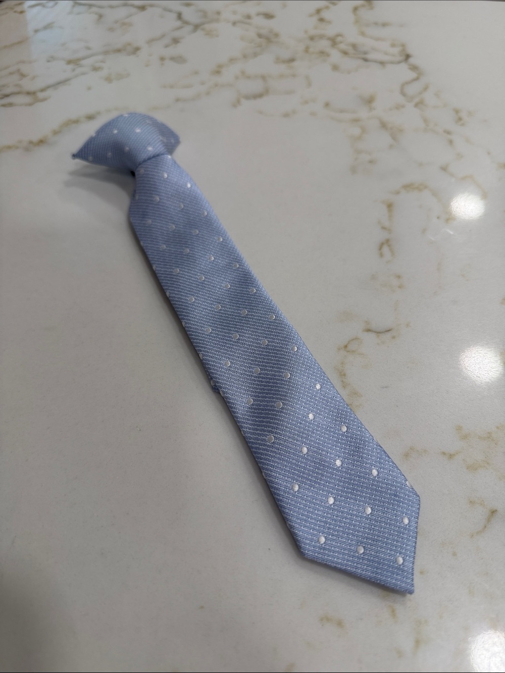 TODDLER BABY BLUE & WHITE POLKA DOT CLIP ON TIE SIZE 12-24 MONTHS